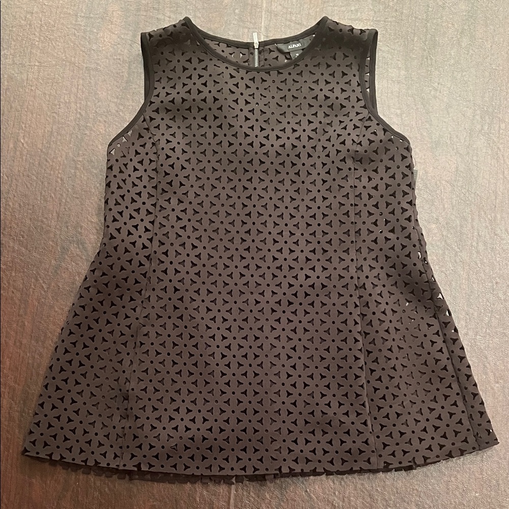Alfani 2-Piece Black Sleeveless Laser-Cut Top